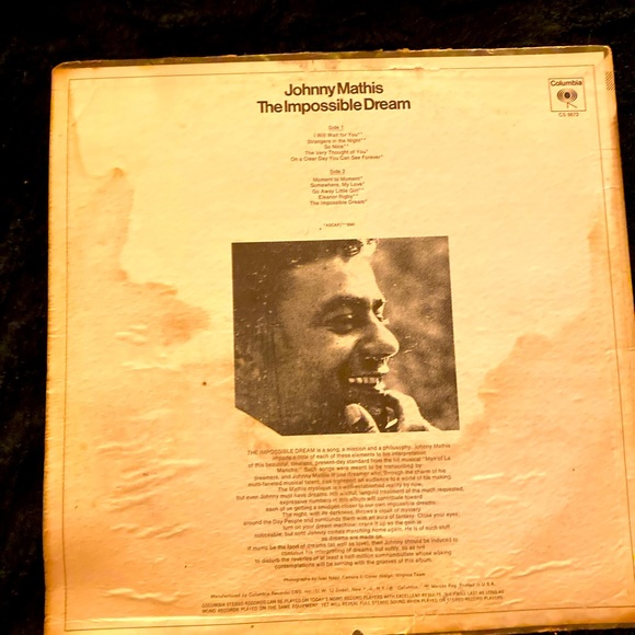 Johnny Mathis The Impossible Dream Album - Picture 2 of 3